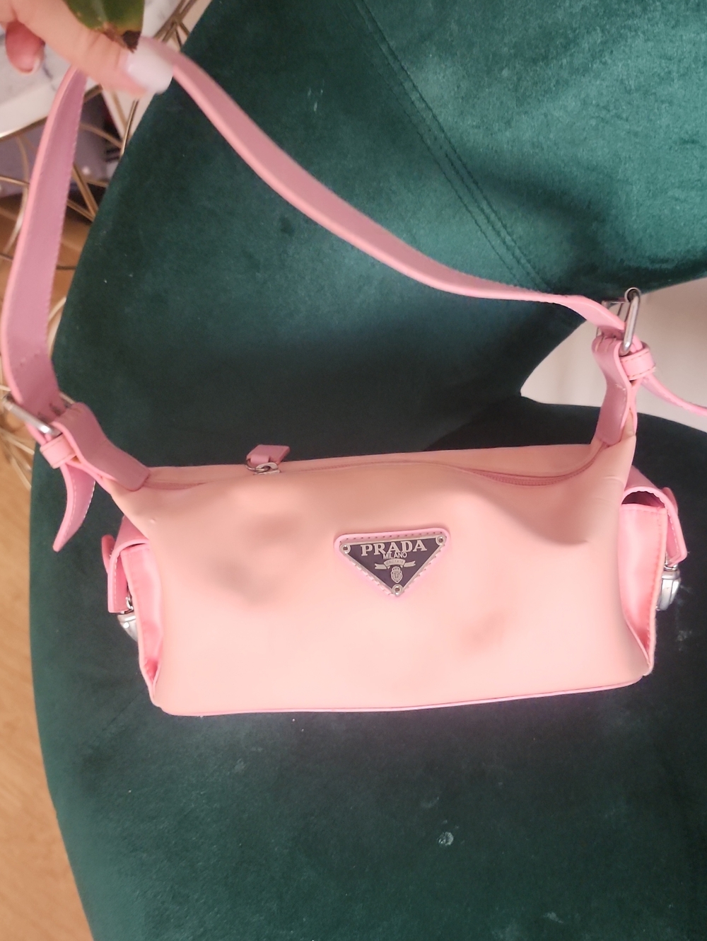 Prada Pink Mini Shoulder Bag with Silver Logo